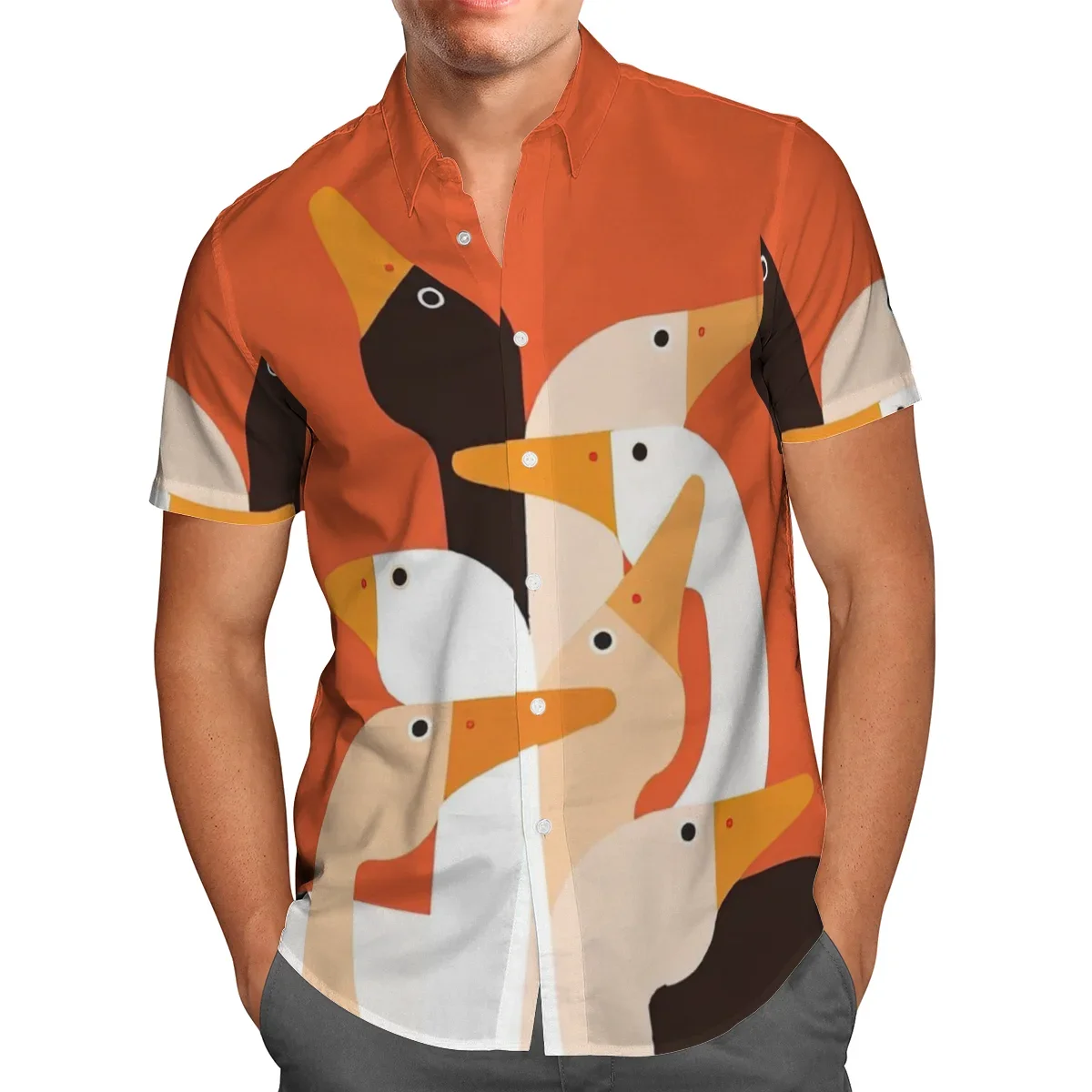 Camisa informal con botones para hombre, camisa de manga corta con estampado de animales en 3D toda la prenda, a la moda, con solapa colorida, estilo Hip Hop, para vacaciones de verano, 2024