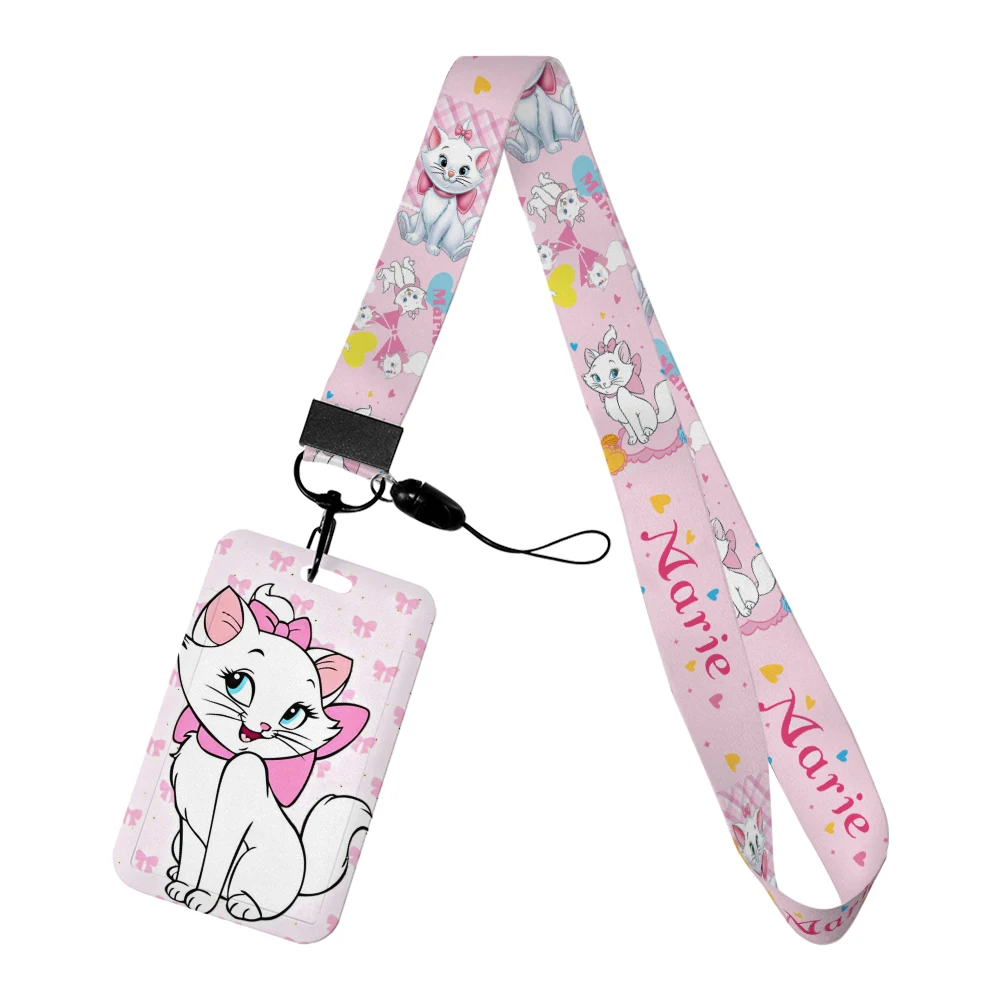 

Disney Marie Aristocats Id Card Holders Lanyards Door Pass Card Hanging Rope Badge Holder Neck Strap Card Badge Gift