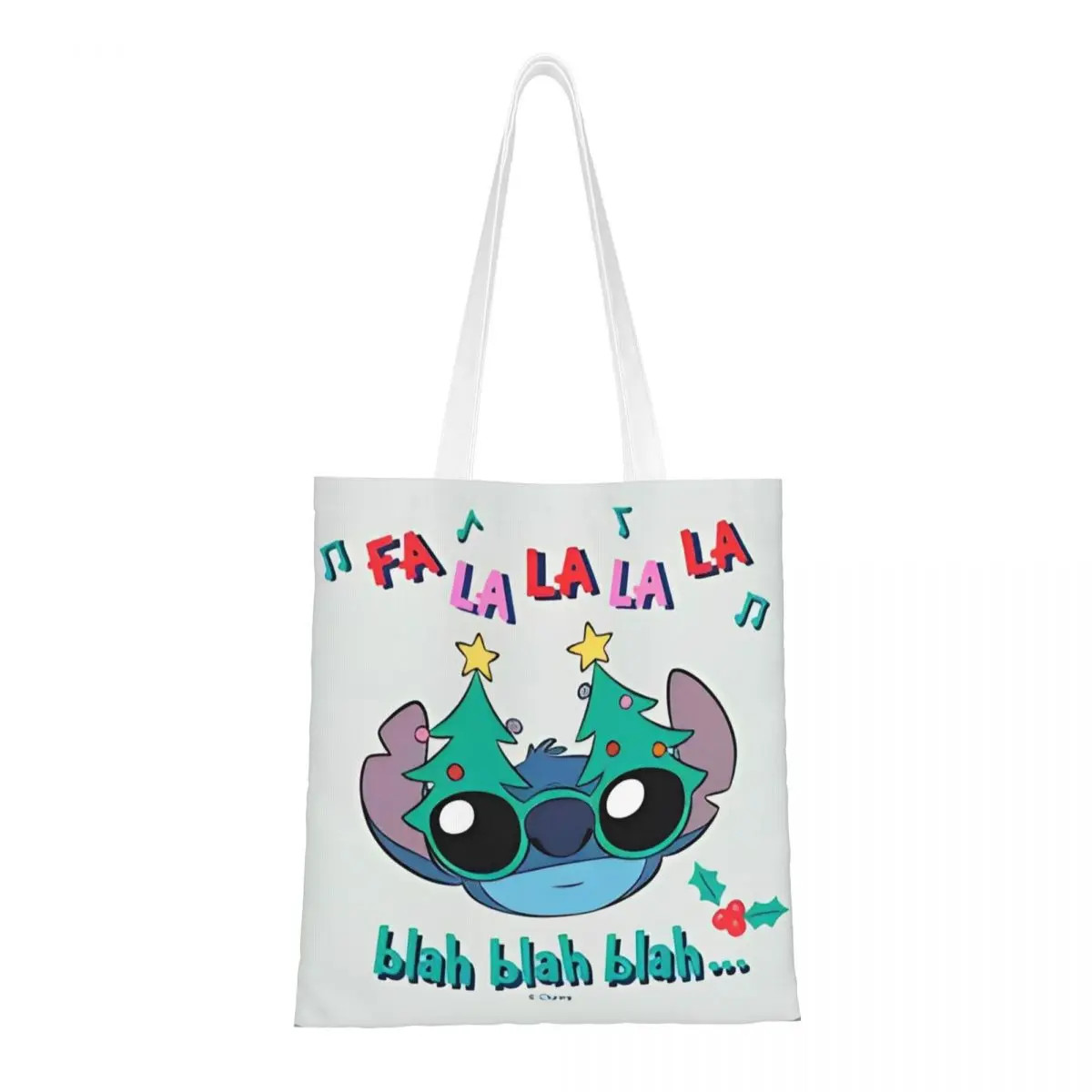 Women Men Lilo & Stitch Christmas Santa Hat Tote Bags Canvas Shopping Bag for Shopping Handbags