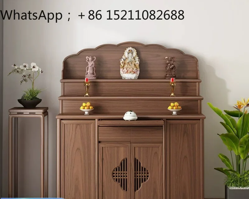 LLY new Chinese simple table incense case household solid wood altar cabinet three-layer Buddha table