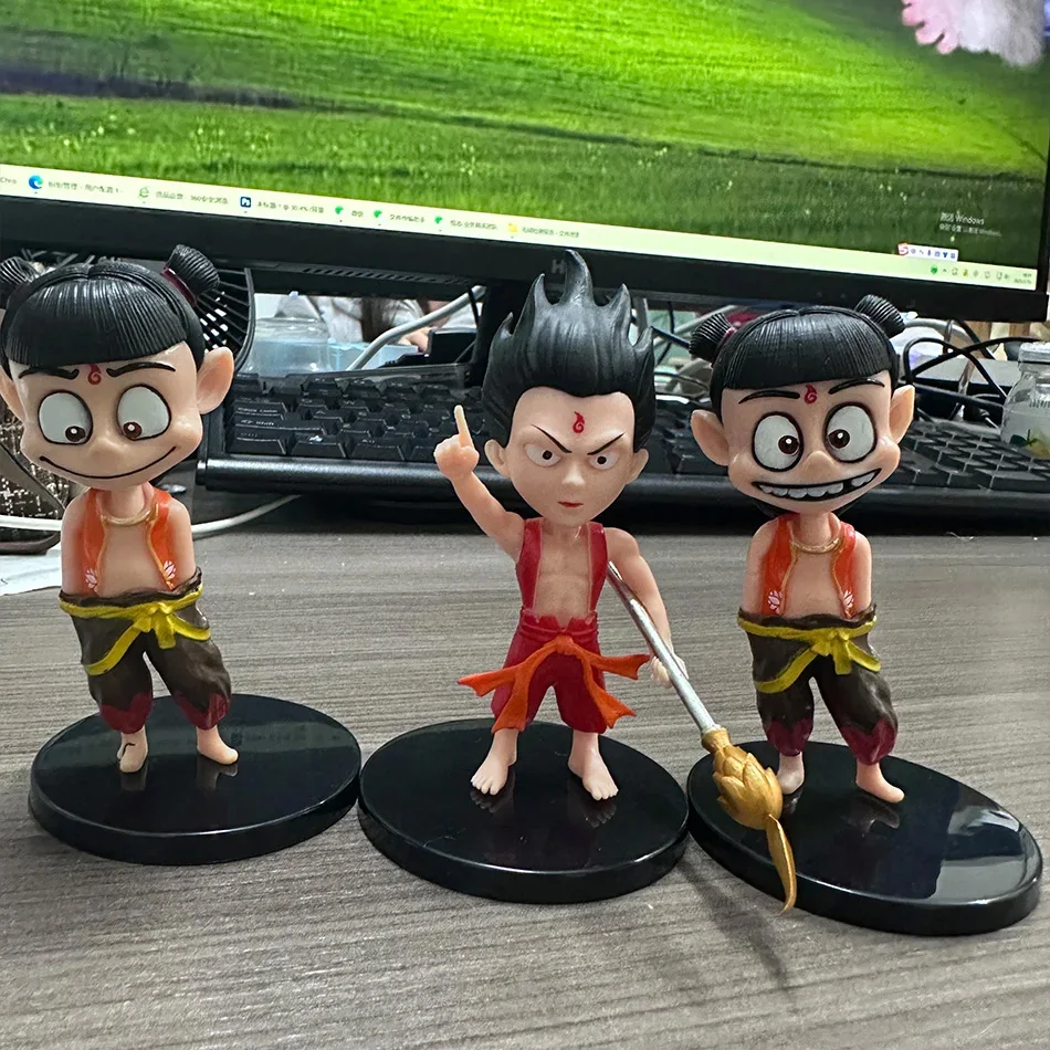 Offre spéciale Anime Nezha naissance du démon enfant Ne Zha Aobing dessin animé figurines modèle ornements enfants cadeaux d'anniversaire personnalisés