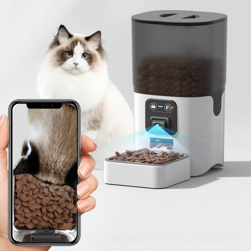 

6L Smart Auto Pet Feeder with Camera WiFi App Control Timed Food Dispenser Night Vision & Voice Recorder for Dogs/Cats