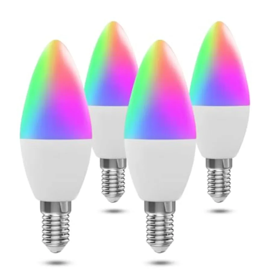 

Candelabra Smart Light Bulbs 60W Equivalent, 50LM 5W LED Bulb Compatible with Alexa/Google Home, RGBCW 6 Million Color Changing