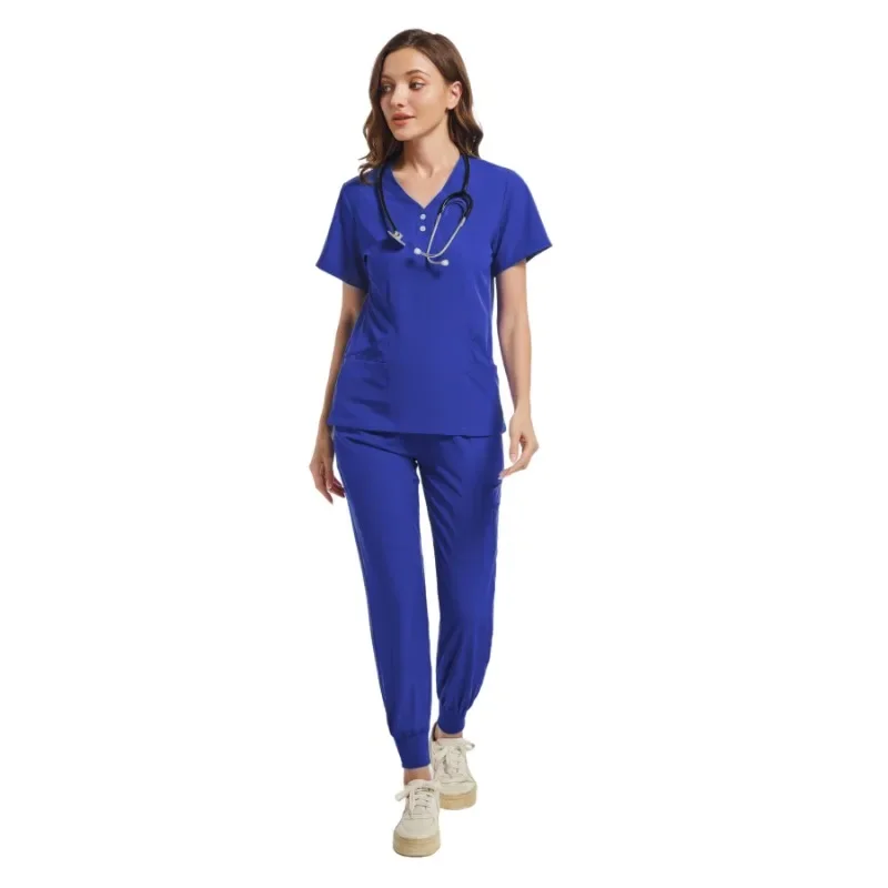 Traje de túnica de enfermería para médico, uniformes quirúrgicos para mujer, conjunto de ropa de trabajo para salón de belleza y enfermera médica, Top + pantalón