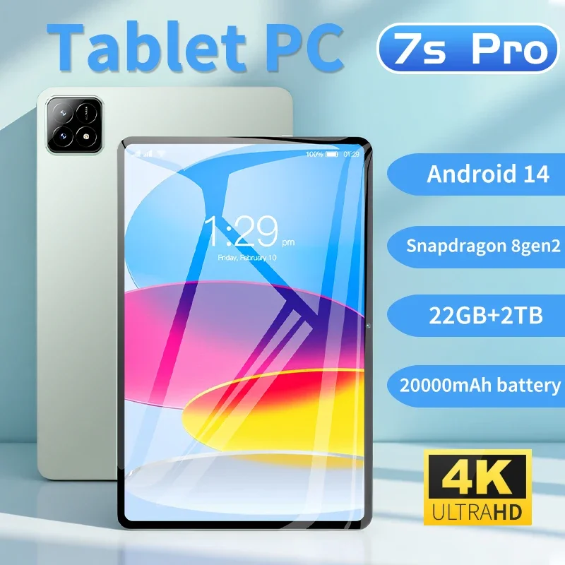 

2025 Pad 7S Pro Tablet Android 14 Snapdragon 8 Gen 2 22GB+2TB Global Version GPS 5G WiFi Dual SIM 4K HD Tablet PC