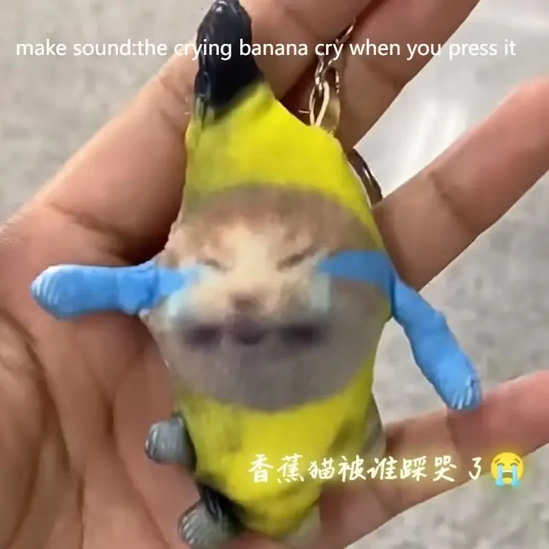 Cute Crying Sound Banana Cat portachiavi creativo Happy Cat Crying Banana Cat Doll ciondolo fonating Cat farcito peluche regali