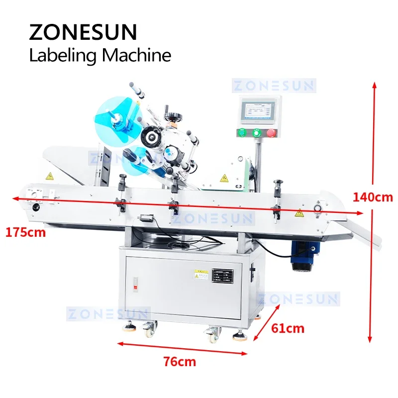 ZONESUN Horizontal Membungkus Sekitar Labeler Tabung Botol Makeup Bibir Bahan Kimia Harian Aplikasi Sabuk Roller Konveyor ZS-TB823