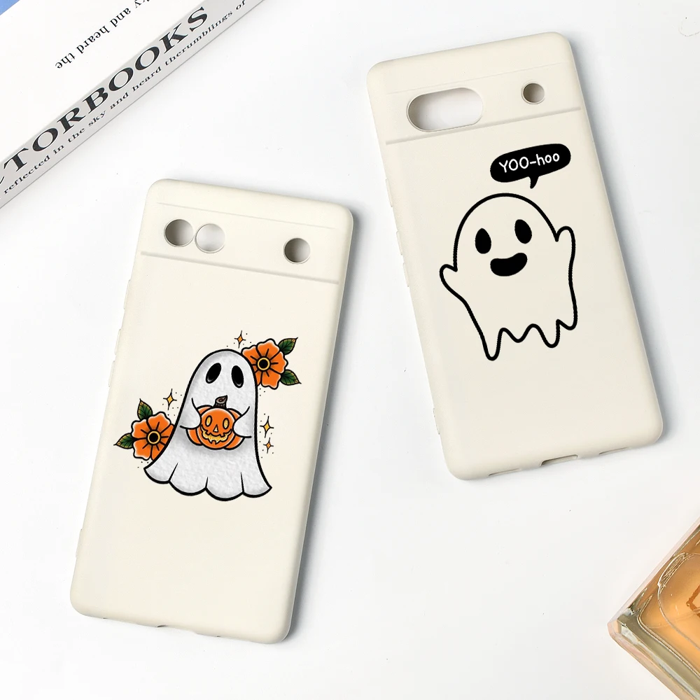 

Halloween Cute Ghost Phone Case for Google Pixel 8 Pro 7Pro 7 6a 6 6Pro Shockproof Soft Liquid Silicone Back Cover Luxury Coque