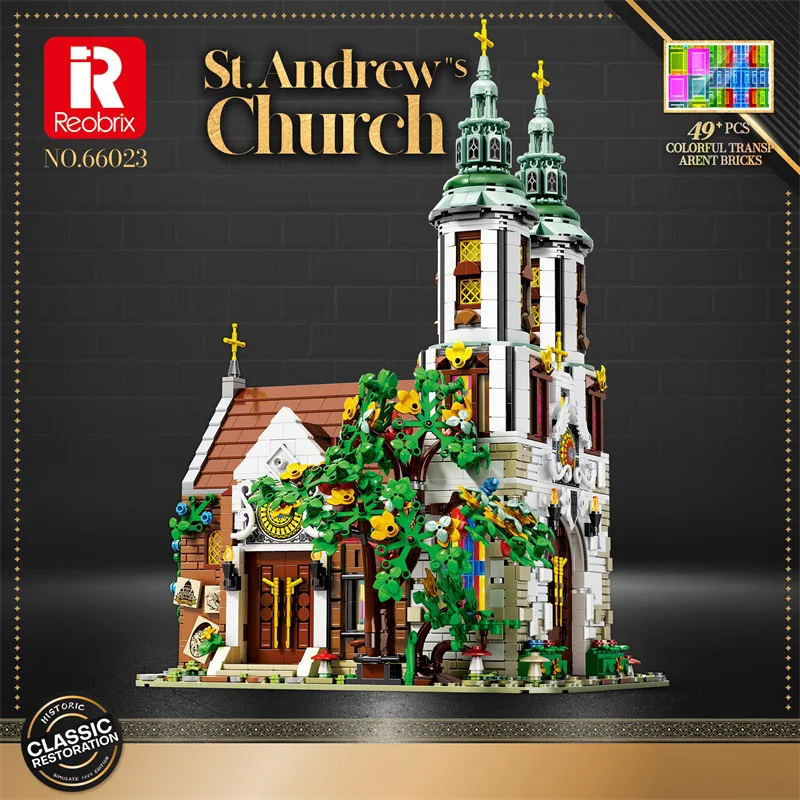 

New Creative Expert Street View Medieval City Church Moc Bricks Modular House Model Building Blocks Toys Famous Architecture
