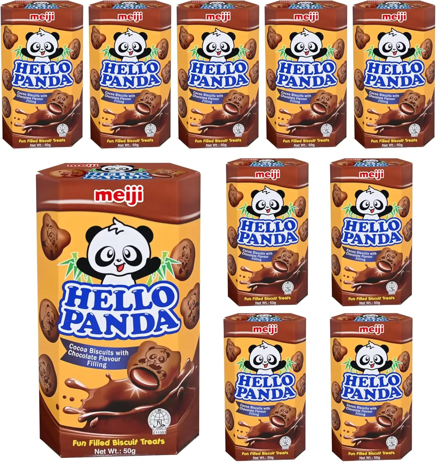 Meiji، Bear - بسكويت على شكل (نكهة الشوكولاتة المزدوجة)، عبوة من 10 قطع، 50 جرام لكل علبة