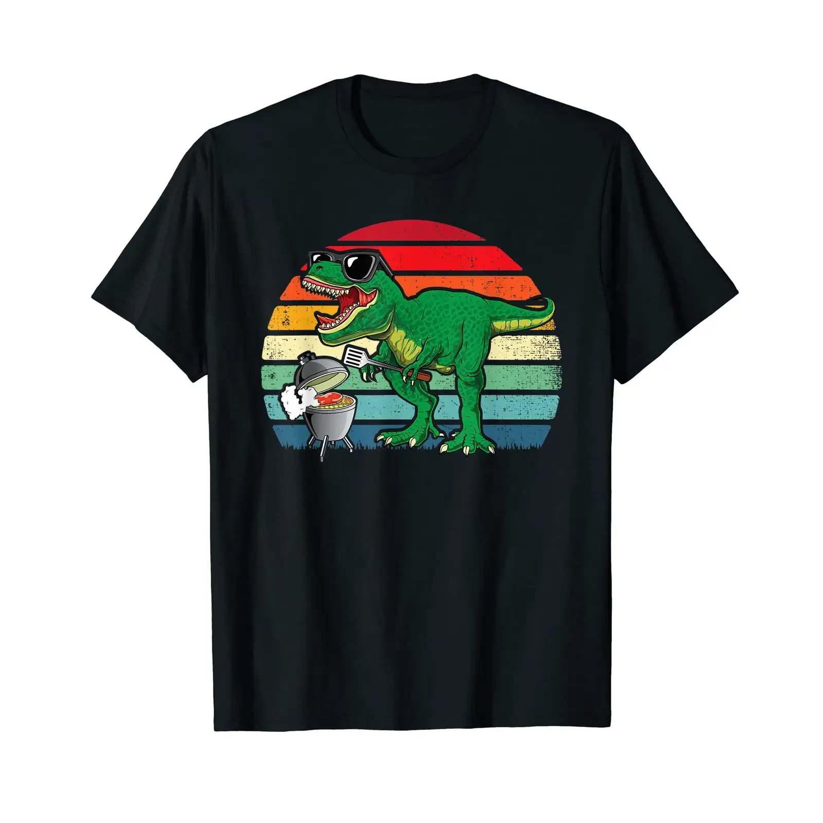 T Rex Boys Dinosaur Grill Pitmaster BBQ Shirt black vintage Washed Unisex Stretched Versatile homme Comfortable Stylish