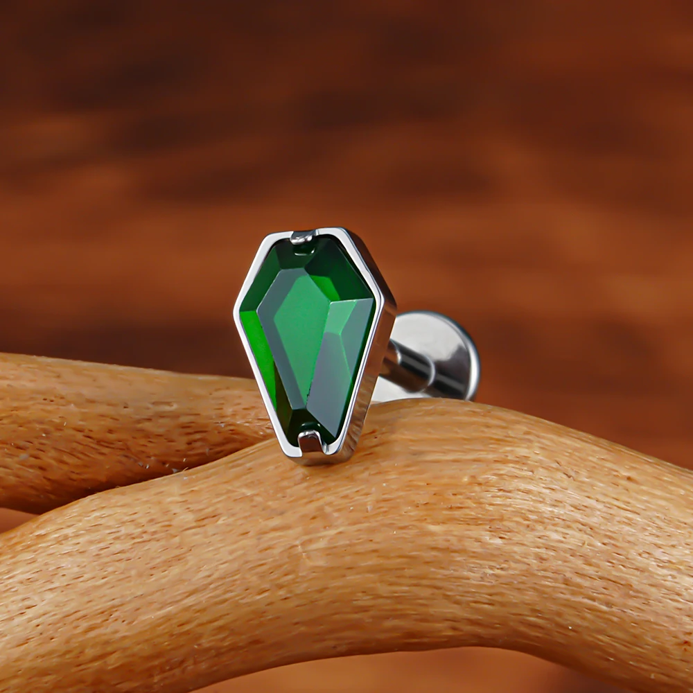 الحق جراند ASTM F136 التيتانيوم 16 جرام نعش على شكل تشيكوسلوفاكيا Labret الزنمة مونرو الغضروف محارة اللولب قرط الاذن المرصع ثقب مسطح