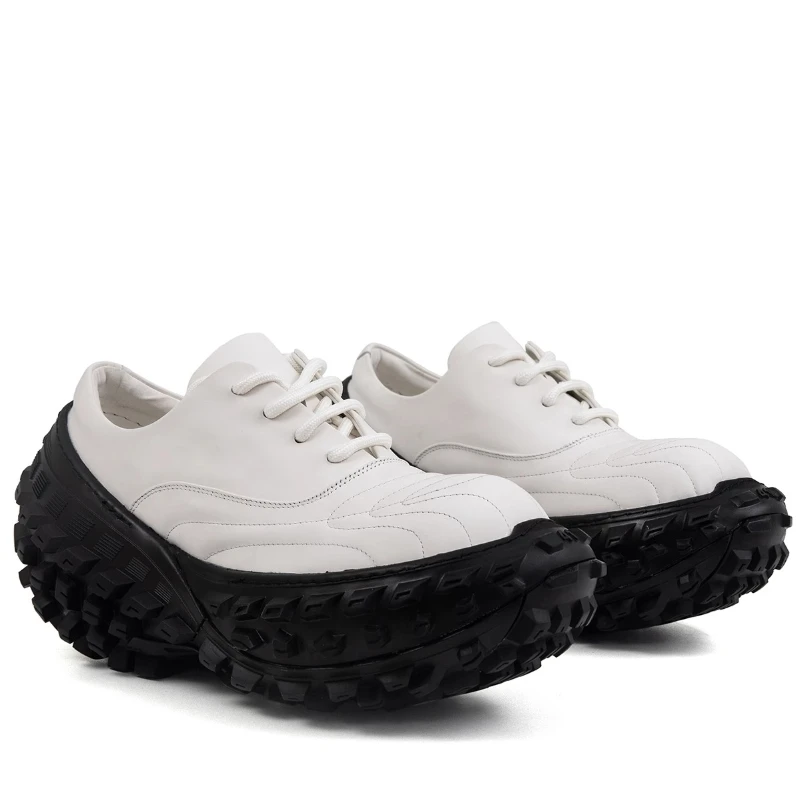 

Черно-белые туфли дерби из натуральной кожи, мужские туфли из натуральной кожи в стиле ретро, туфли для папы, европейские туфли на толстой подошве, увеличивающие рост