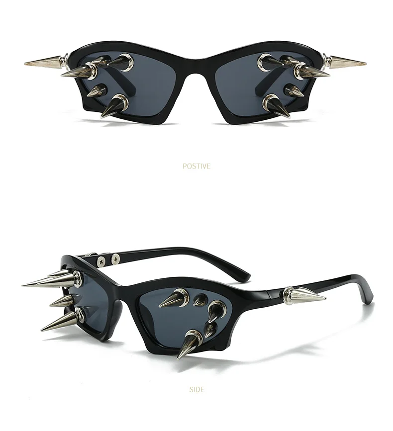 Cyberpunk DIY Unisex Übertriebene Sonnenbrille Niete Motorrad Stil Hip Hop Streetwear Brille Handgemachte Optische Brillen – Detail 23