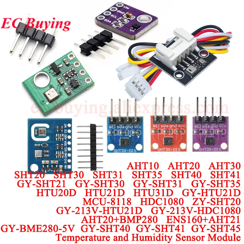 1-10Pcs SHT20 SHT30 SHT31 SHT35 SHT40 SHT41 AHT10 AHT20 BMP280 HTU20D GY HTU21D HTU31D HDC1080 8118 Temperature Humidity Sensor