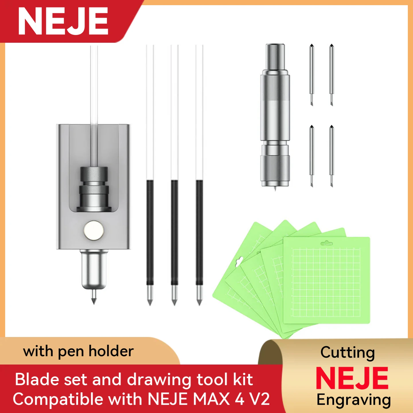 Professional Laser Engraver Tool Set: Original NEJE Blade + Non-Slip Cutting Mat + Drawing Pen for DIY MAX 4 V2 - Fast Shipping