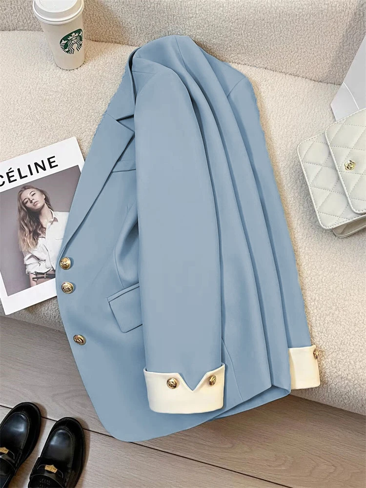 Women's Fashion Solid Color Blazer, Spring New Casual Temperament Celebrity Popular Suit