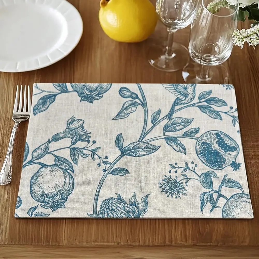 

Набор льняных салфеток с цветочным узором для стола, в деревенском стиле, для кухни и столовой, сезонный декор