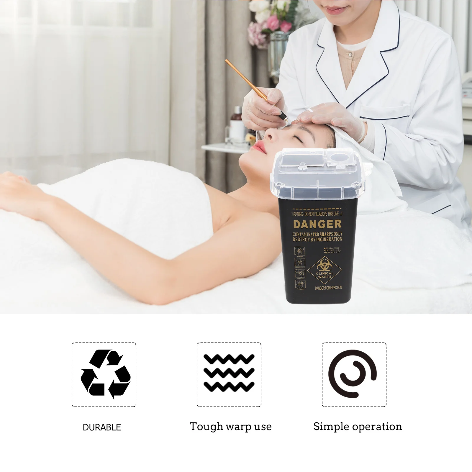 

Прочный контейнер для острых точек, толстая пластиковая корзина для утилизации, прозрачная банка для напоминаний с отметками, салонная настольная банка для острых точек