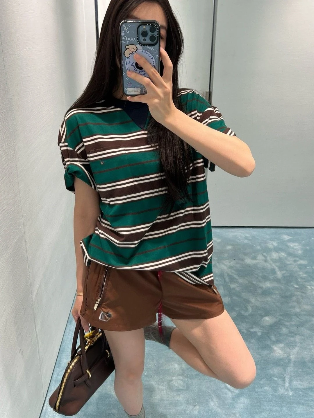 

"Green striped short-sleeved shirt"ortSleeveshirt