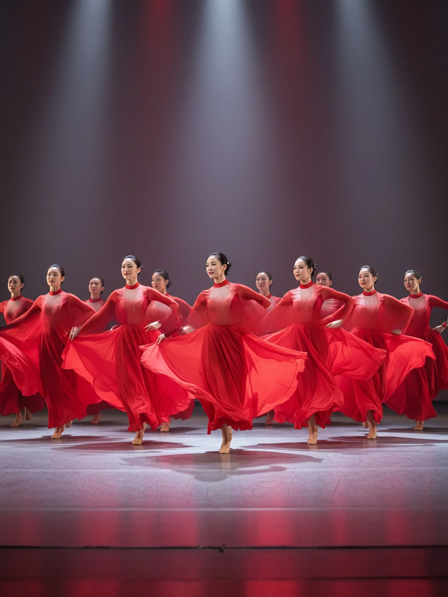 

Modern Classical Dance Performance Costume Red iny Big Skirt Opening Dance Women's Ethnic Stage Clothing Tewnjerll