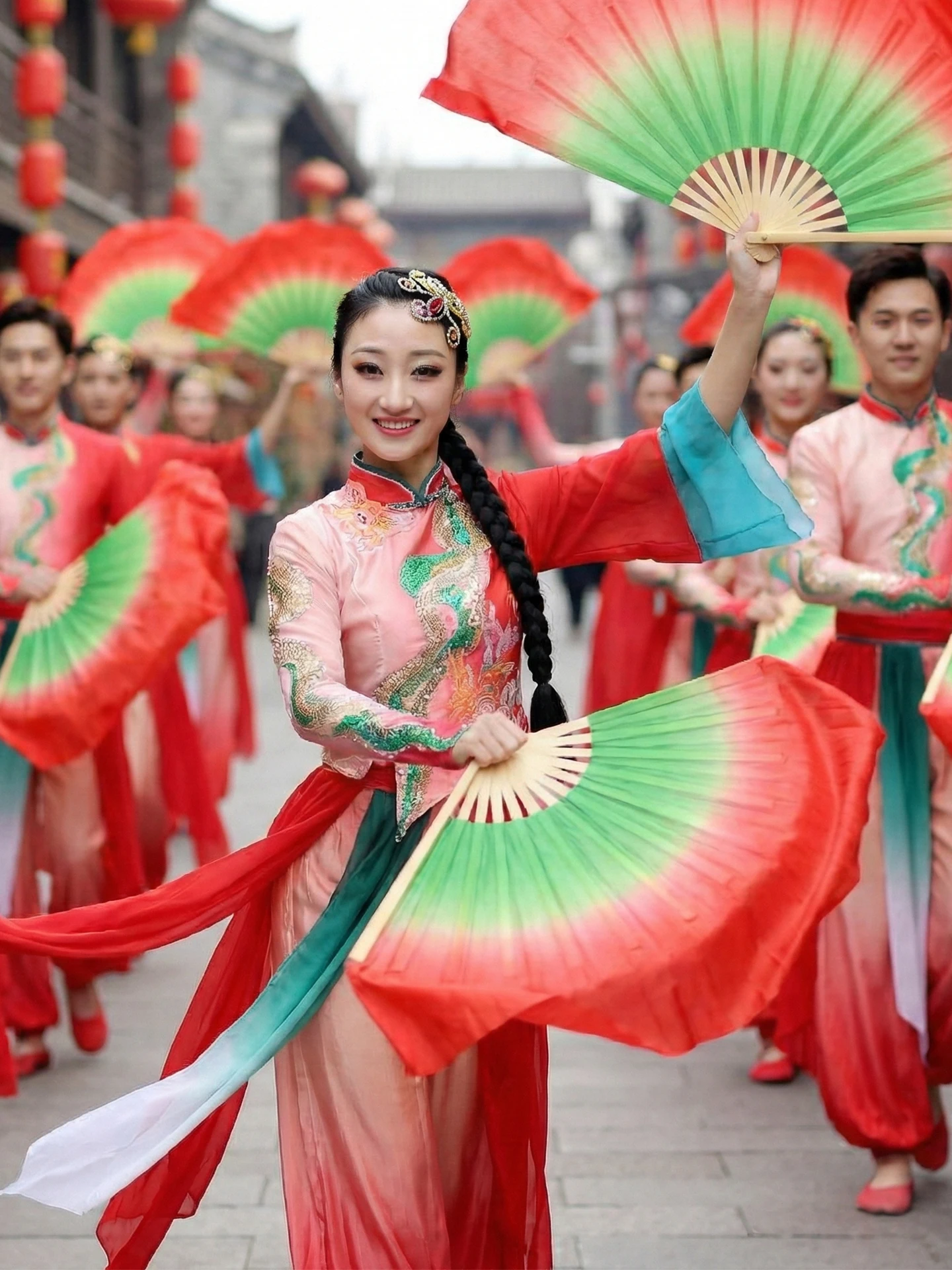 

Новый праздничный костюм для танца Янко 2026 года, женский, для выступлений с барабаном на талии, в стиле Северо-Восточного Цзяочжоу, для веерного танца