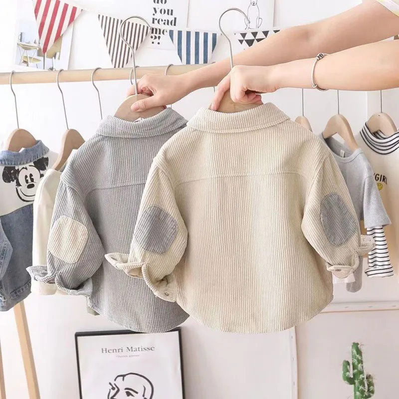 Boys' Spring and Autumn Shirt Fashion Corduroy Coat Children's Baby Boys' Shirt Autumn Top，W112