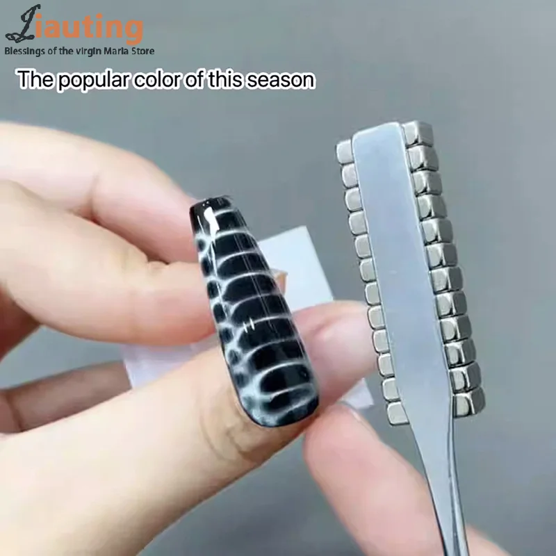 12Pcs/Set Rectangle Nail Art Magnet Multi-function Nails Sparkling Carving Cat Magnet For Gel Polish Disassemble DIY&Salon Tool