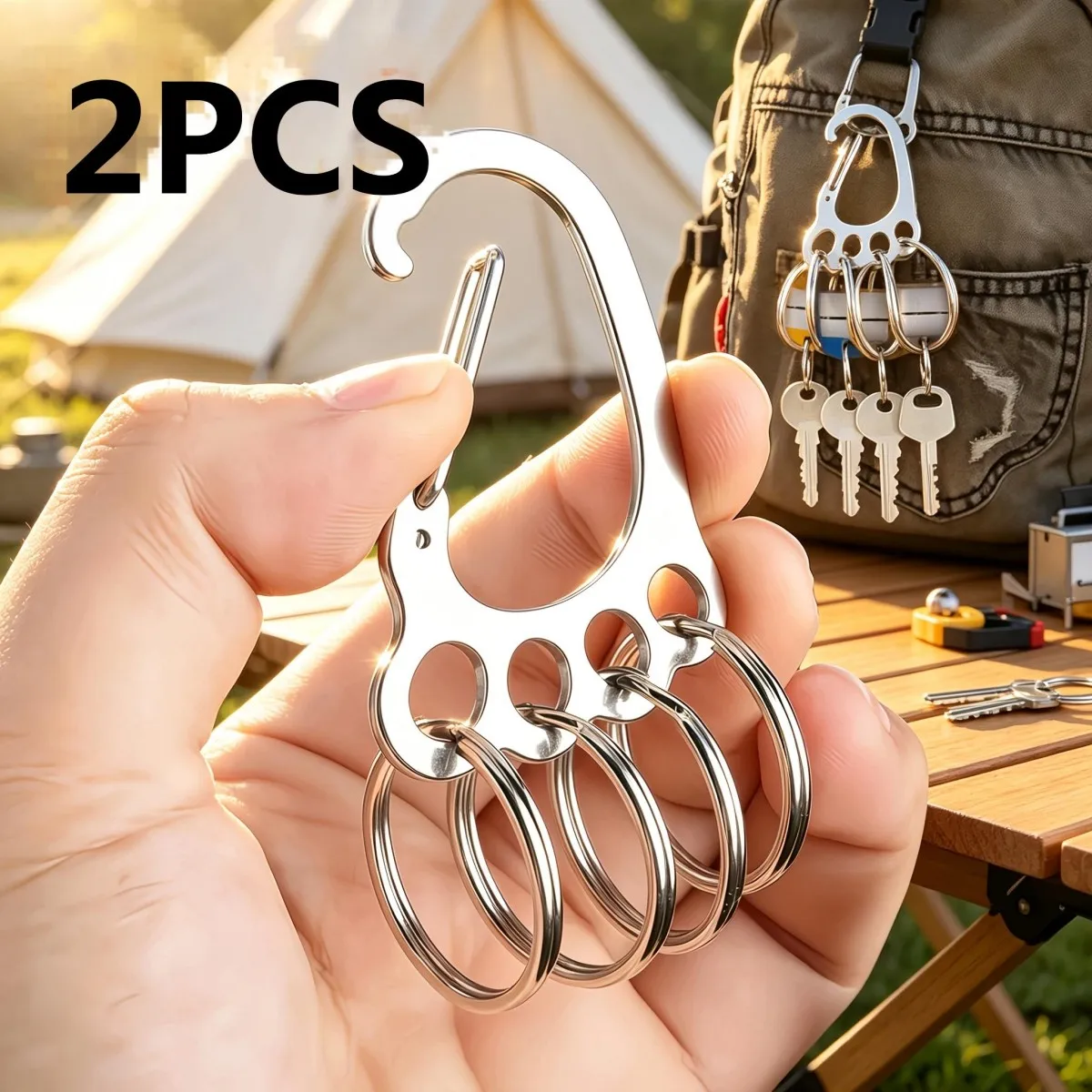 Heavy duty stainless steel keychain, anti-theft keychain hanging decoration, used for car keys and wall mounted keychains