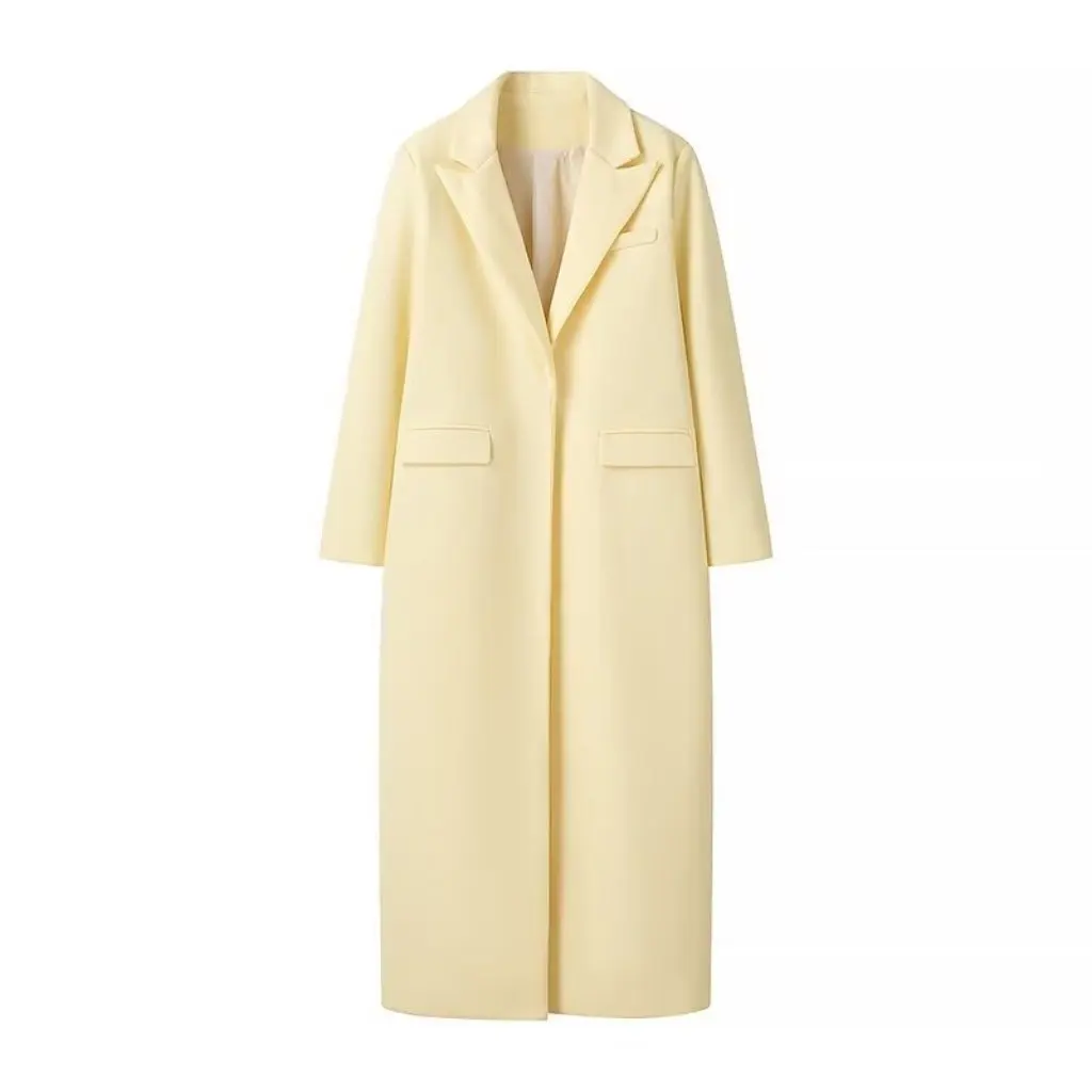 

Women's Autumn Fashion Joker Goose Yellow Wool Blend Coat Wear C92252