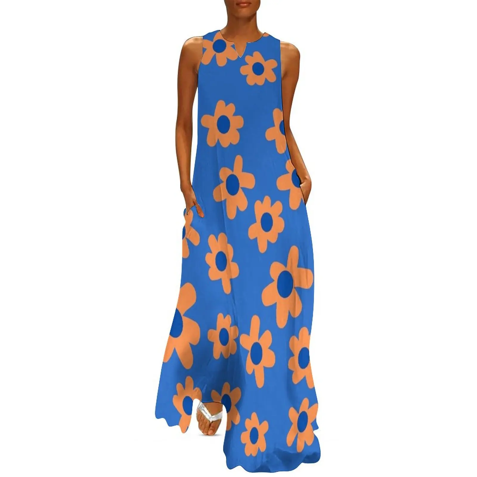 

UF Orange and Blue Floral Pattern Go Gators Long Dress dress summer luxury woman evening dress