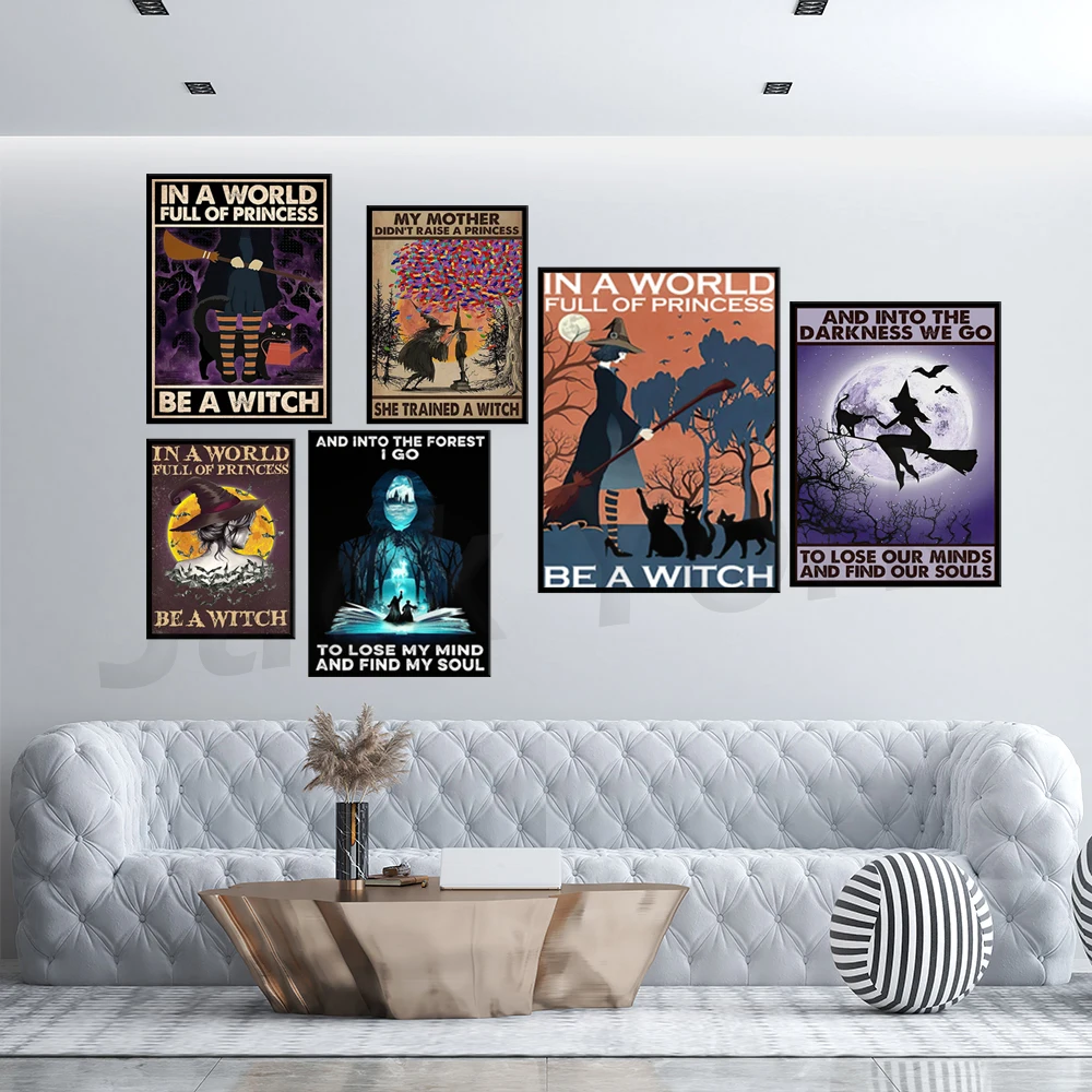 And the witch lived happily ever after Vintage Poster, Witch Halloween Vintage Poster,  Witch Woman Poster