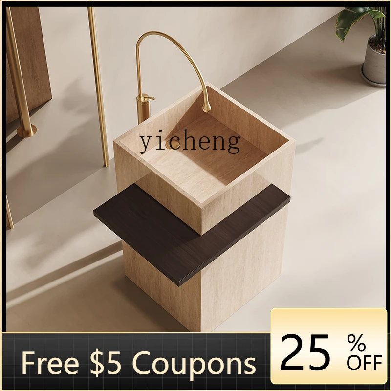 

J1 hotel villa rock slab column basin outdoor courtyard wash basin integrated floor washbasin wash basin