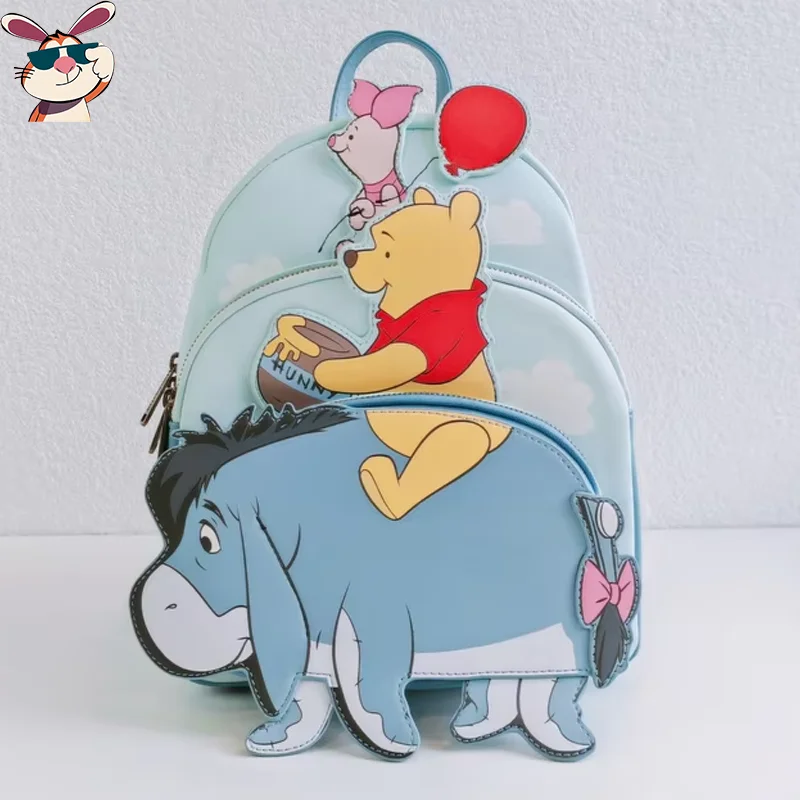 

Loungefly Disney Monsters Cartoon Anime Cute Winnie Double Shoulder Bag Splicing Embroidered Mini Backpack Outdoor Leisure Bag