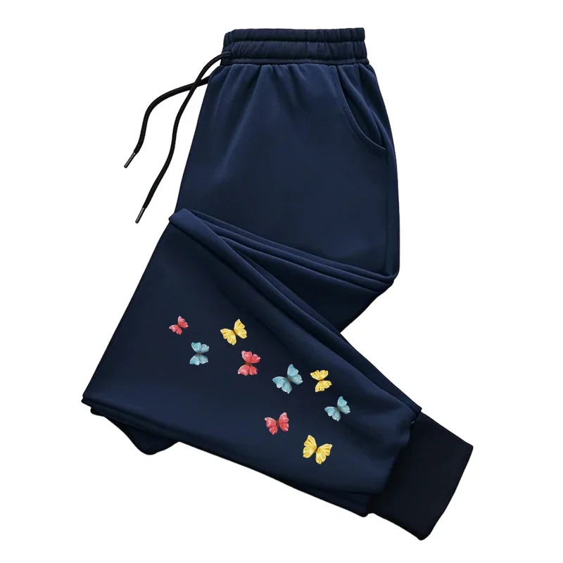 Bonito borboleta impressão sweatpants mulher quatro temporada diário casual desportivo jogger calças casa conforto ao ar livre respirável calças quentes