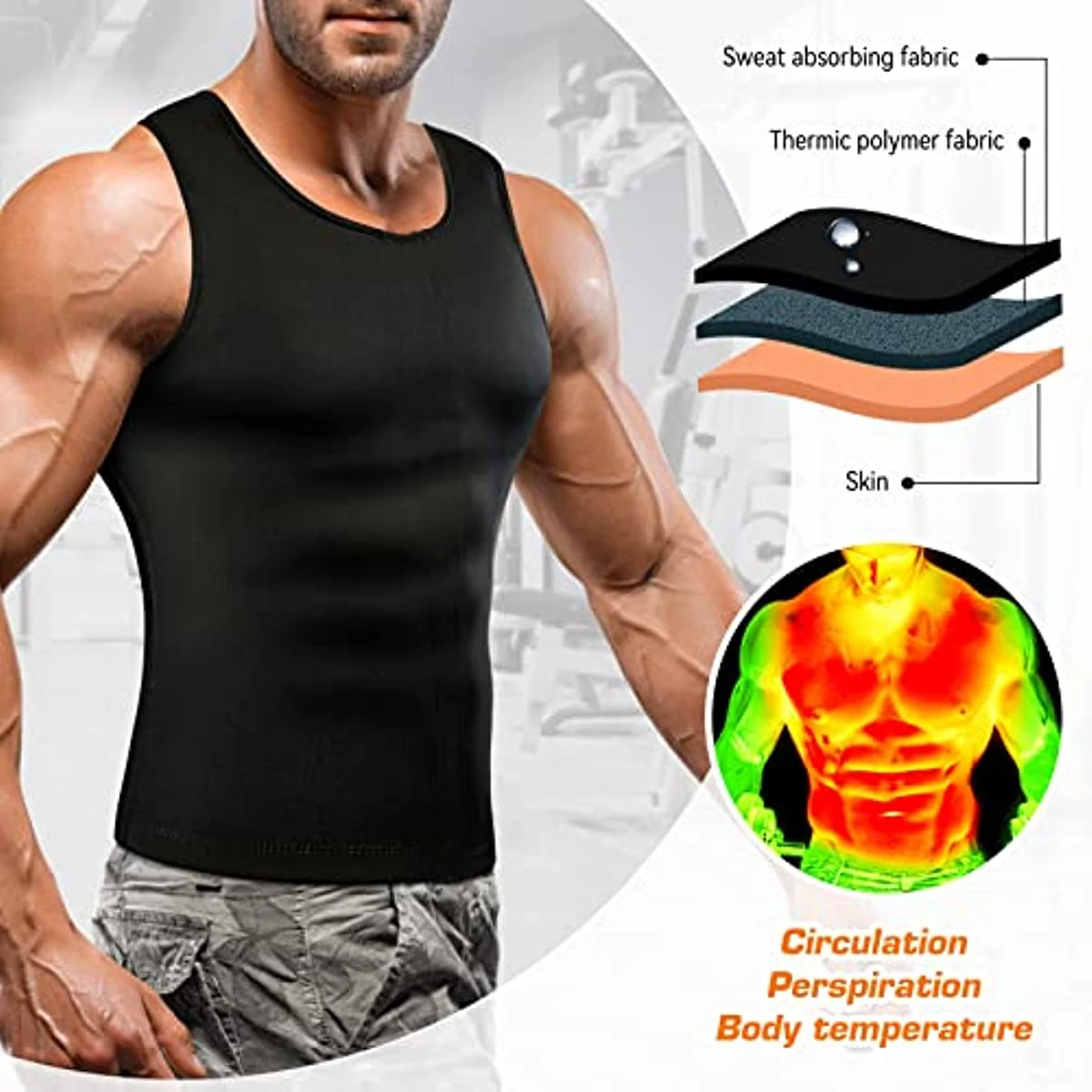 Moldeador de cuerpo de neopreno para hombres, traje de Sauna, chaleco de sudor, ropa interior adelgazante, camisa de pérdida de peso, quemador de