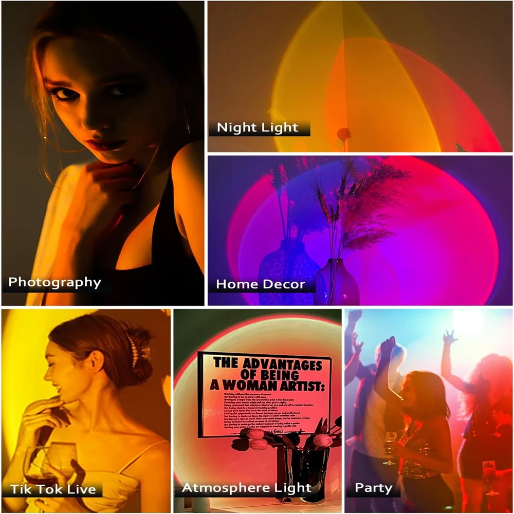 Sunset Lamp Projector Robot LED Night Light fill light 360° Rotation Powered by USB for Gift Bedroom Room Decor Valentine's Day