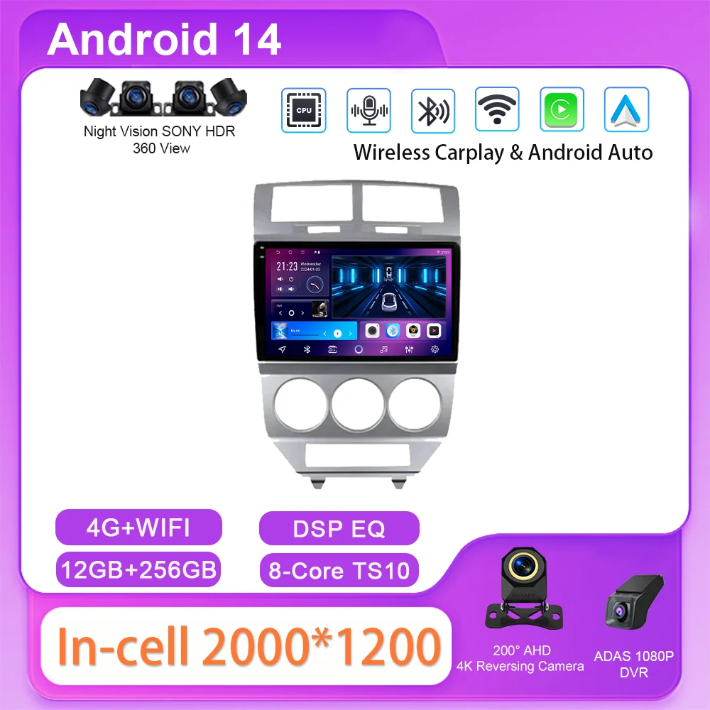 

Car Android For Dodge Caliber Jeep Compass 1 MK Patriot 2006 - 2010 Auto GPS Navigation Radio Multimidia Player Carplay 2din DVD
