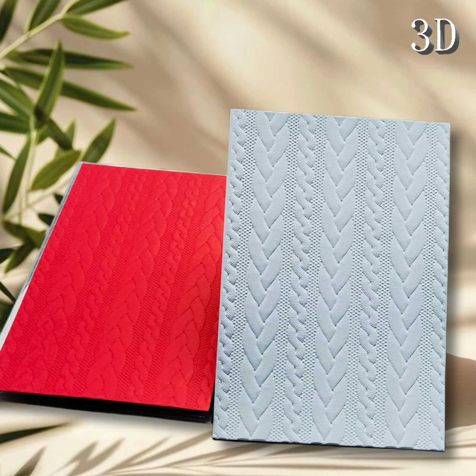 1pc newly arrived 3D embossing folder - natural woven rattan texture background, convenient embossing for making cards and scrap view 4