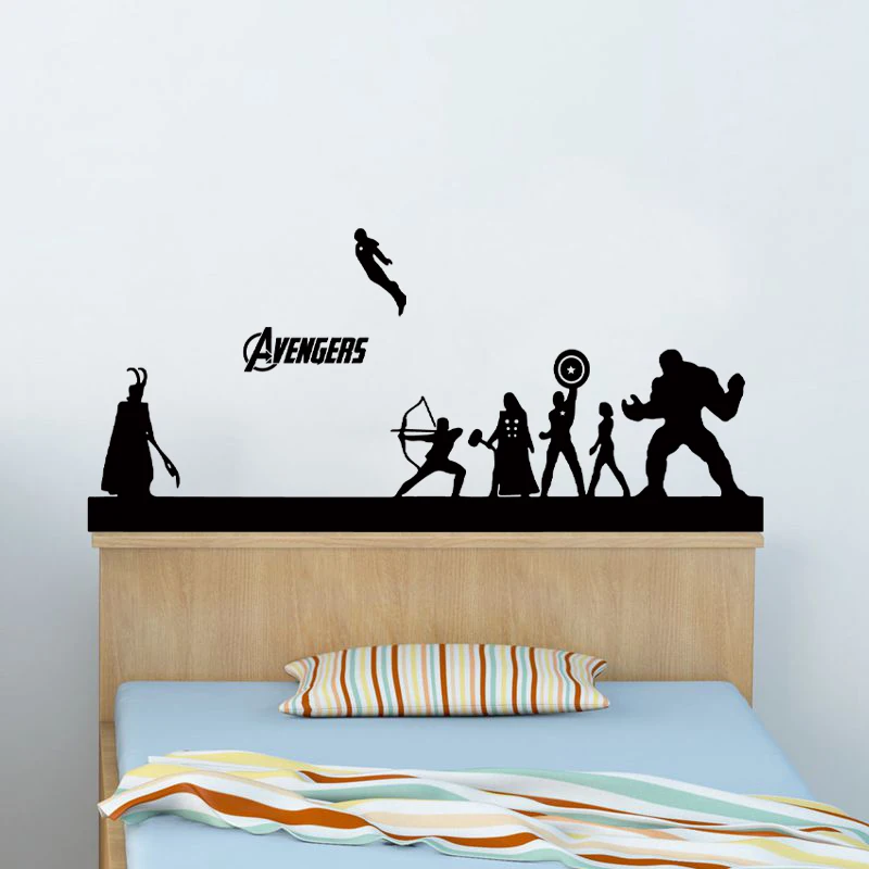 Creative DIY the Superheros Sticker The Avengers Vinyl Wall Decals For Kids Playroom Boy Bedroom Super Hero Decoration