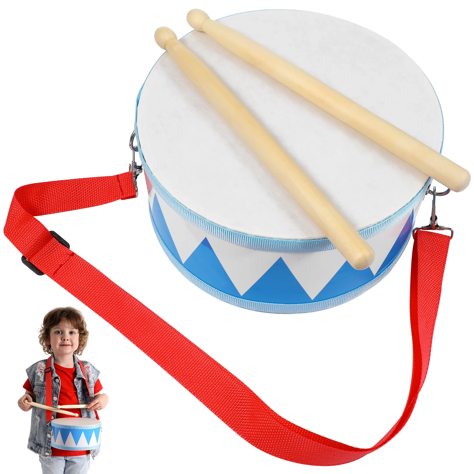 

1Set Premium Kids Snare Drum with Random Tape Color Two-Sided Percussion Instrument for Children Music Education Hand-Eye