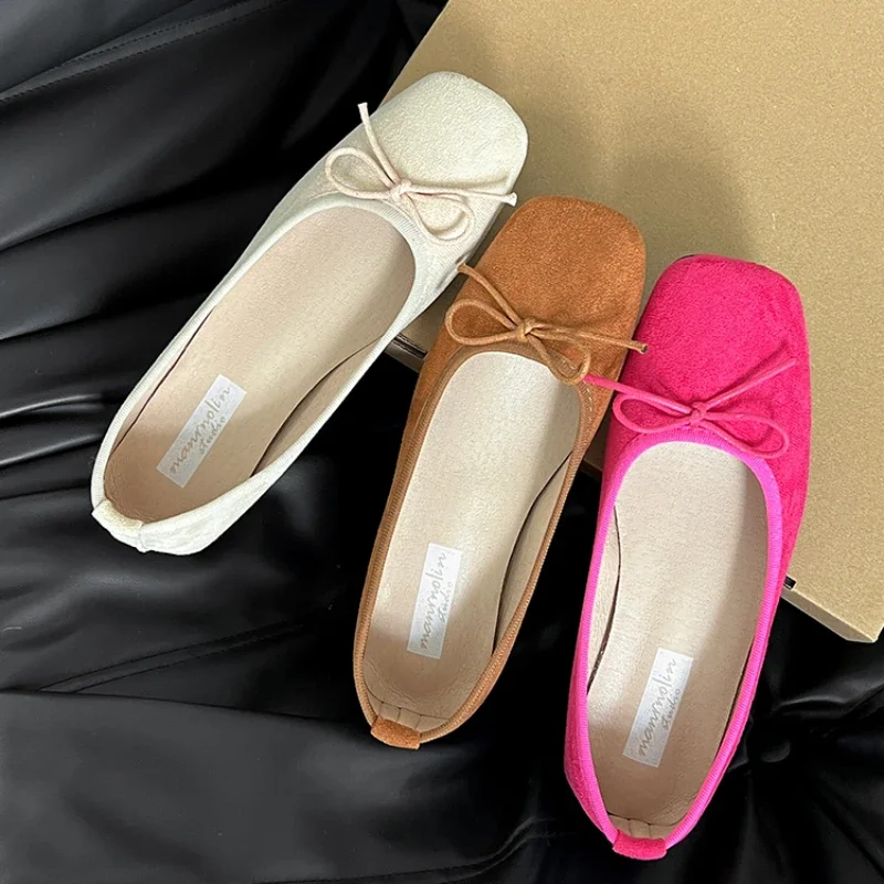 Design Women Mary Jane Shoes Soft Casual Outdoor Dress Flat Retro Ballet Shoes Square Toe Shallow Slip on Flats Kawaii Shoes