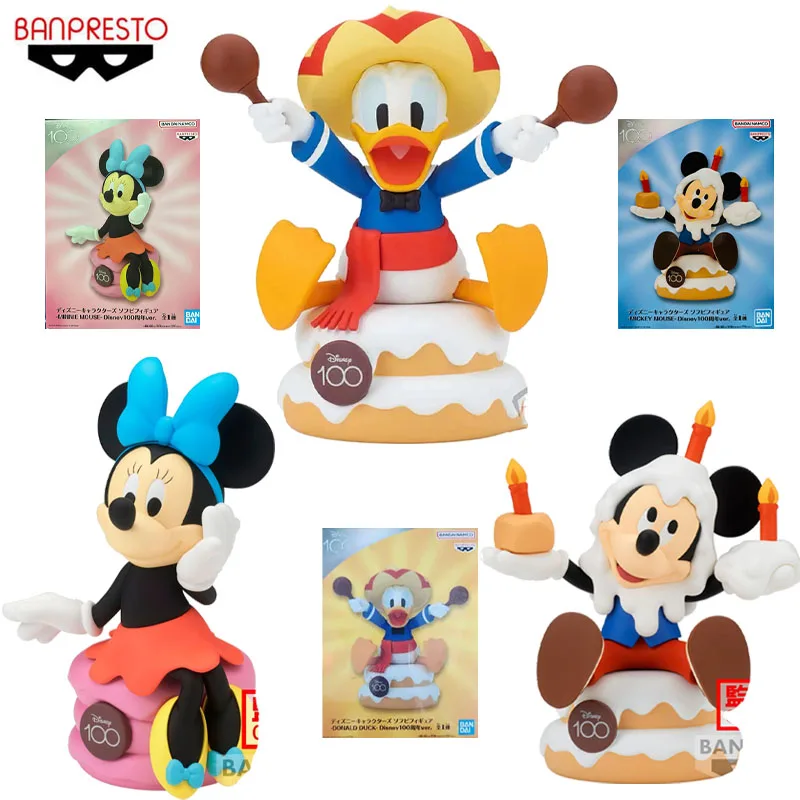 BANPRESTO Original 100th Anniversary Disney Anime Figure Donald Duck Mickey Mouse MINNIE MOUSE Action Figure Toys for Kids Gifts