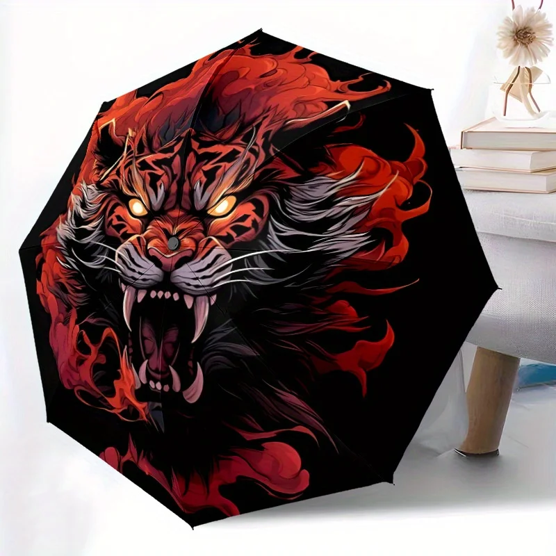 

Автоматический зонт с принтом головы тигра, кнопкой автоматического открывания/закрывания, усиленной 8-спицевой конструкцией и компактным дизайном для путешествий - R