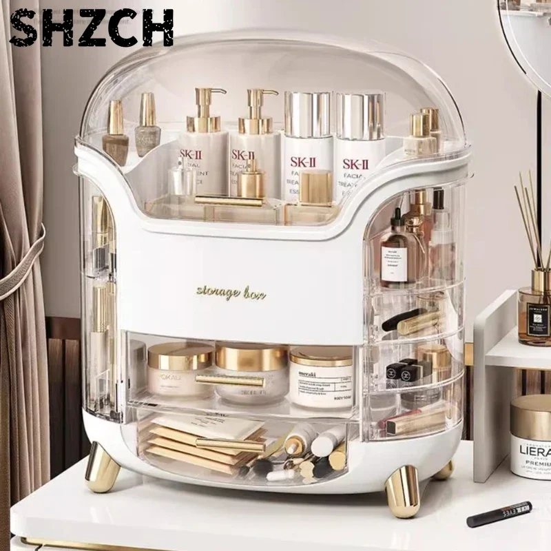 Drawer Cosmetic Organizer Desktop Clear Acrylic Makeup Storage Cabinet for Lipstick Skincare Display Shelf with Transparent Box