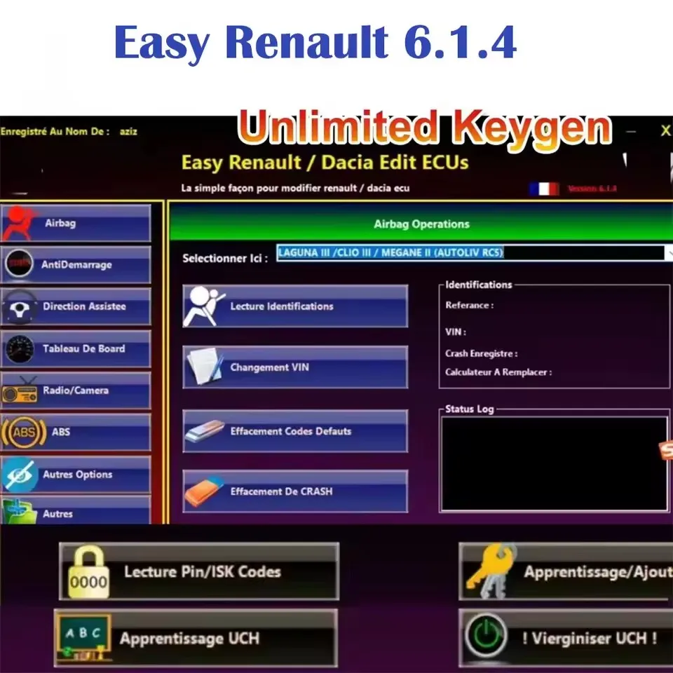 

Easy-to-Use Renault 6.1.4 Software ECU Programmer for Clear Crash Airbag Card Keys UCH Cleaner Compatible with OBDLink Renolink