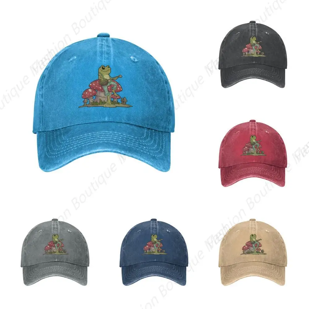 

Hot-selling Aesthetic Frog Playing Banjo On Mushroom Cute Cowboy Hat Baseball Cap Women Sun Hat Men Dad Hat Trucker Hat