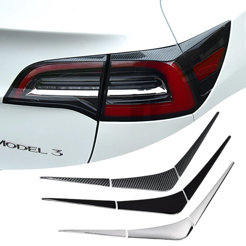 

Car Rear Tailights Eyelid Decoration Trim Strips For Tesla Model 3 Eyebrow Lamp Cover Stainless Steel Exterior Accessories