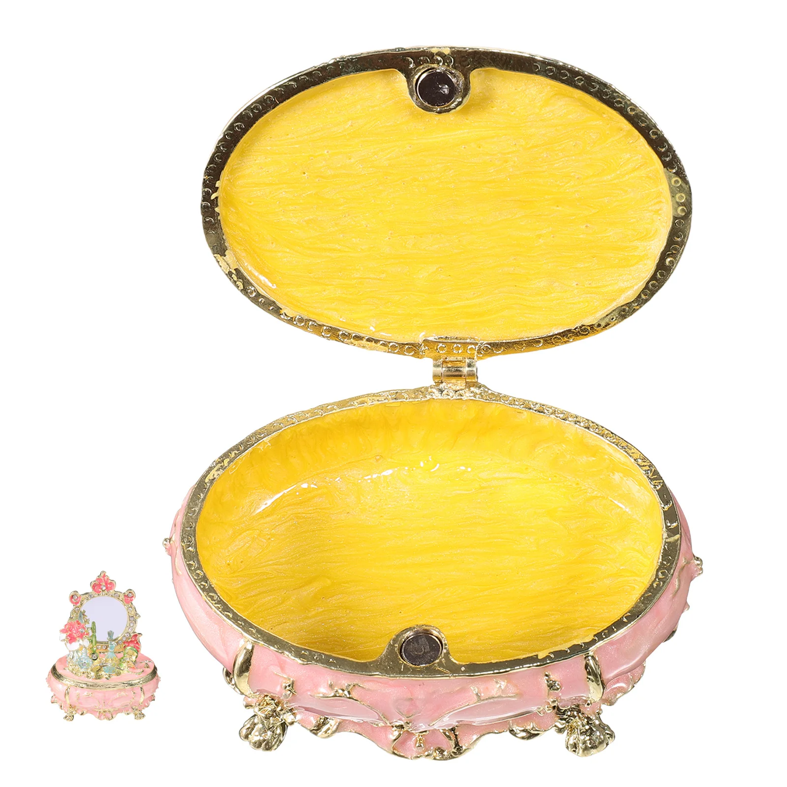 Enamel Vanity Decor Metal Hinged Trinket Box Hand Painted Jewelry Storage Jar For Necklace Ring Earring Wedding Favor Organizer