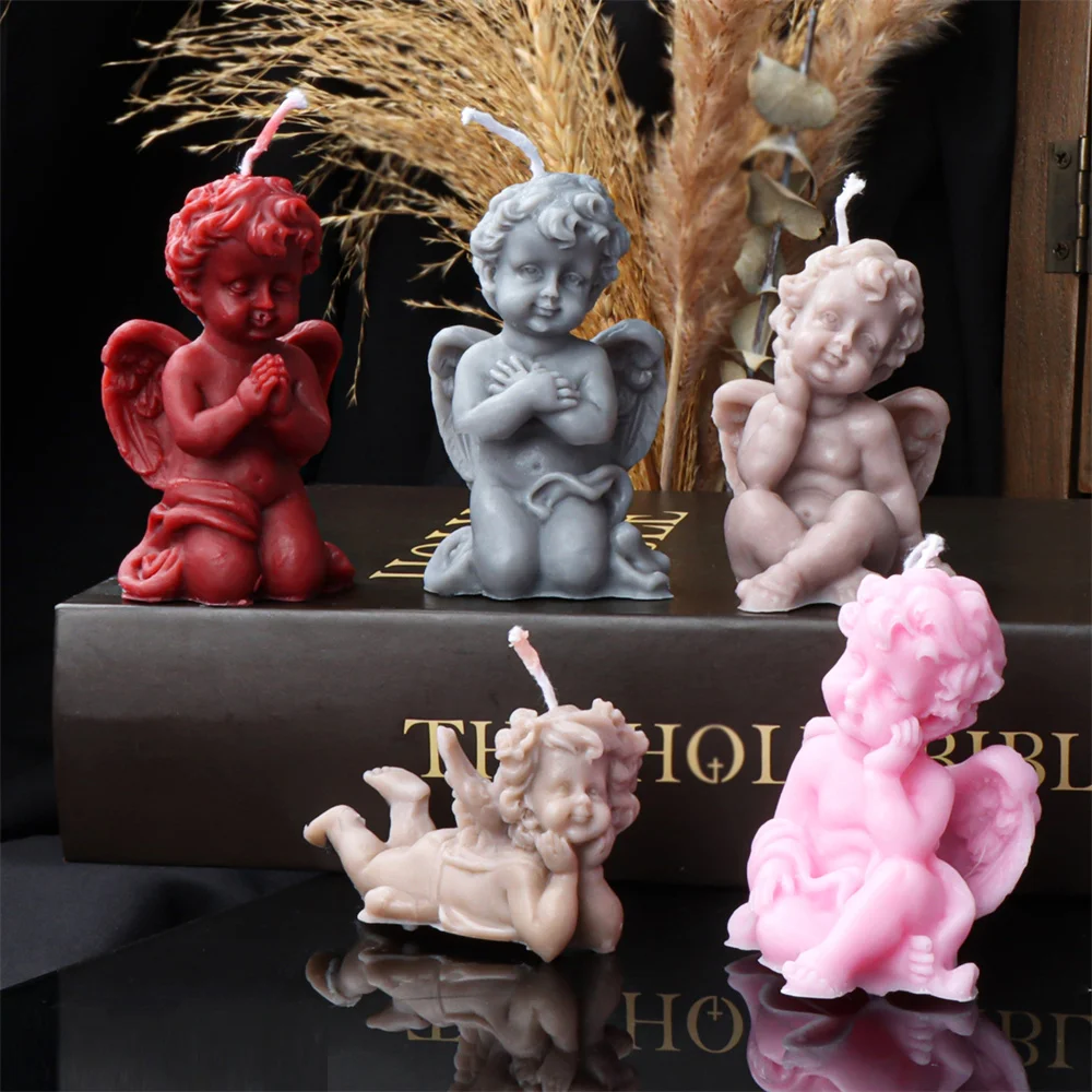 Small 3D Angel Candle Mold Little Wing Angel Resin Molds Baby Tool DIY Making Decor Gypsum for Aromatherapy Soap